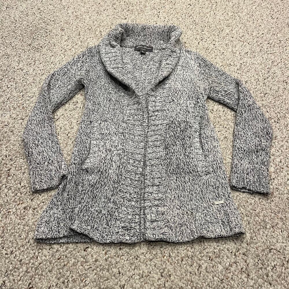 Eddie Bauer Lounge Cardigan Open Front Sweater XS Marled Shawl Collar Cozy